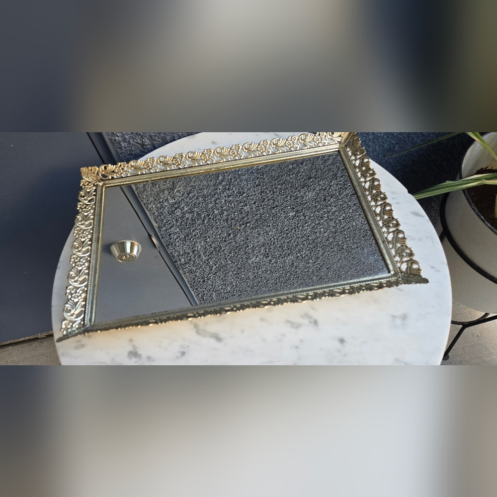 Vintage Ornate Mirrored Vanity Tray